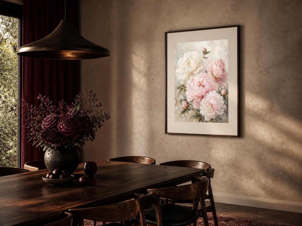 Quadro peonie chiare e romantiche - Peonie di Porcellana, stampa, tela o cornice