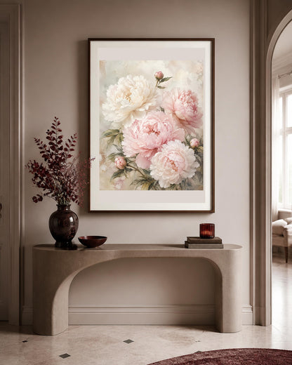 Quadro peonie chiare e romantiche - Peonie di Porcellana, stampa, tela o cornice