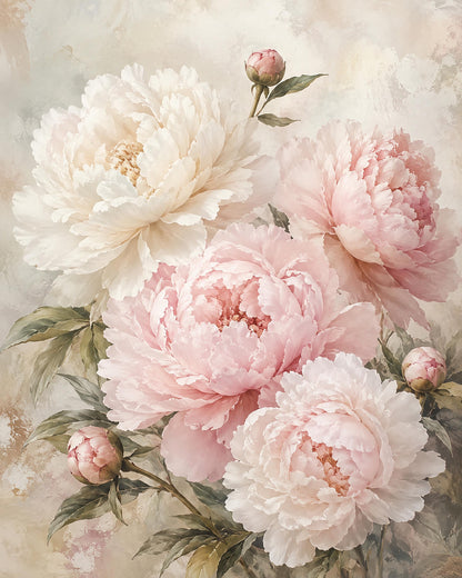 Quadro peonie chiare e romantiche - Peonie di Porcellana, stampa, tela o cornice