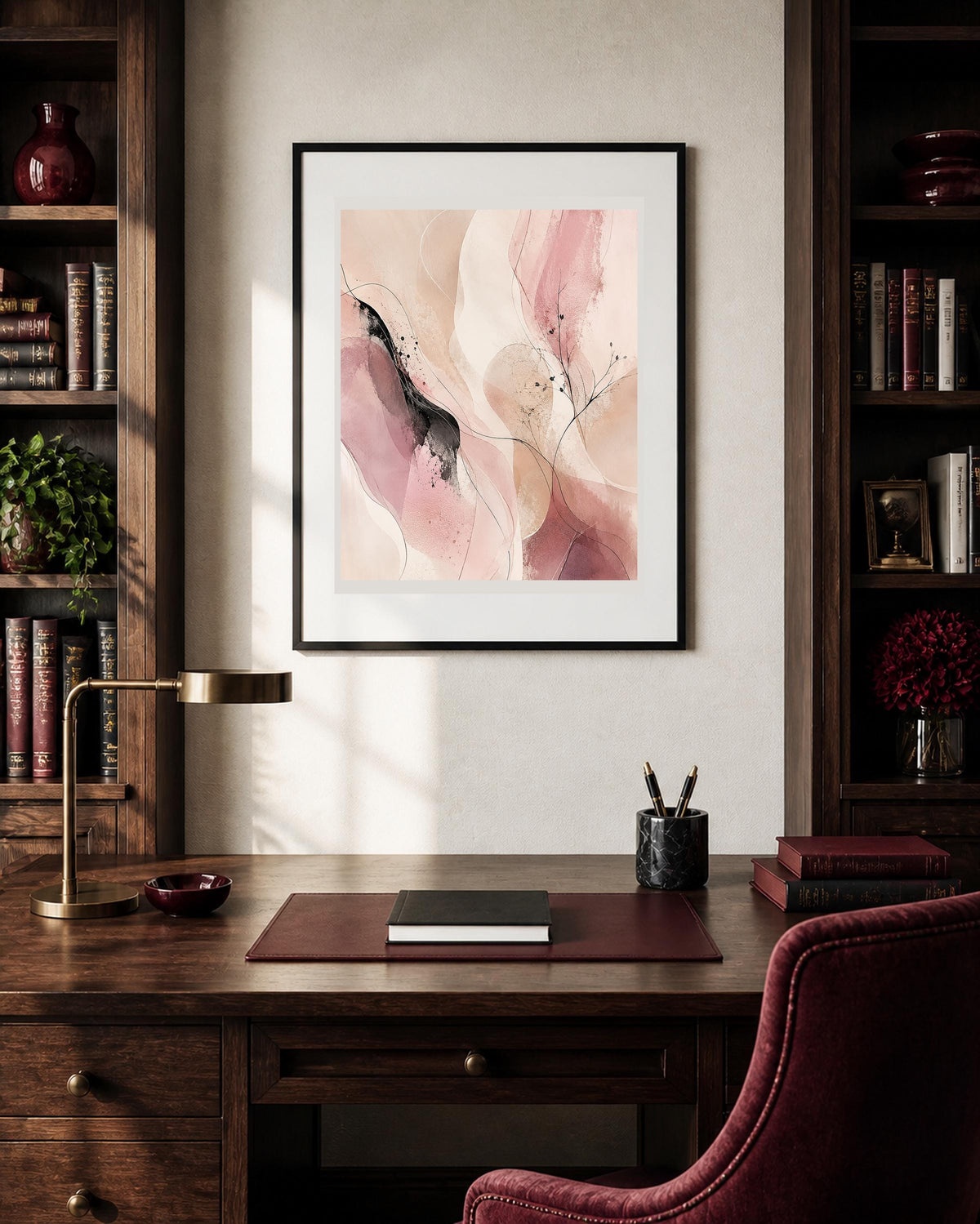 Quadro astrazione fluida e materica - Velo Rosa, stampa, tela o cornice