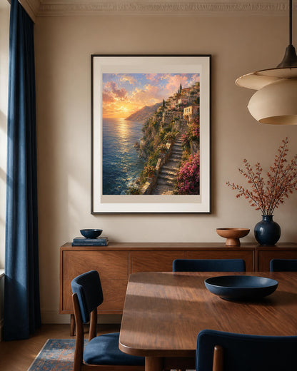 Quadro paesaggio costiero al tramonto - Costa al Tramonto, stampa, tela o cornice