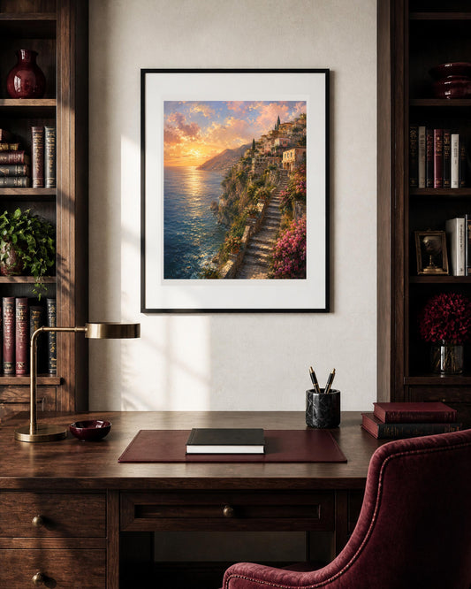 Quadro paesaggio costiero al tramonto - Costa al Tramonto, stampa, tela o cornice