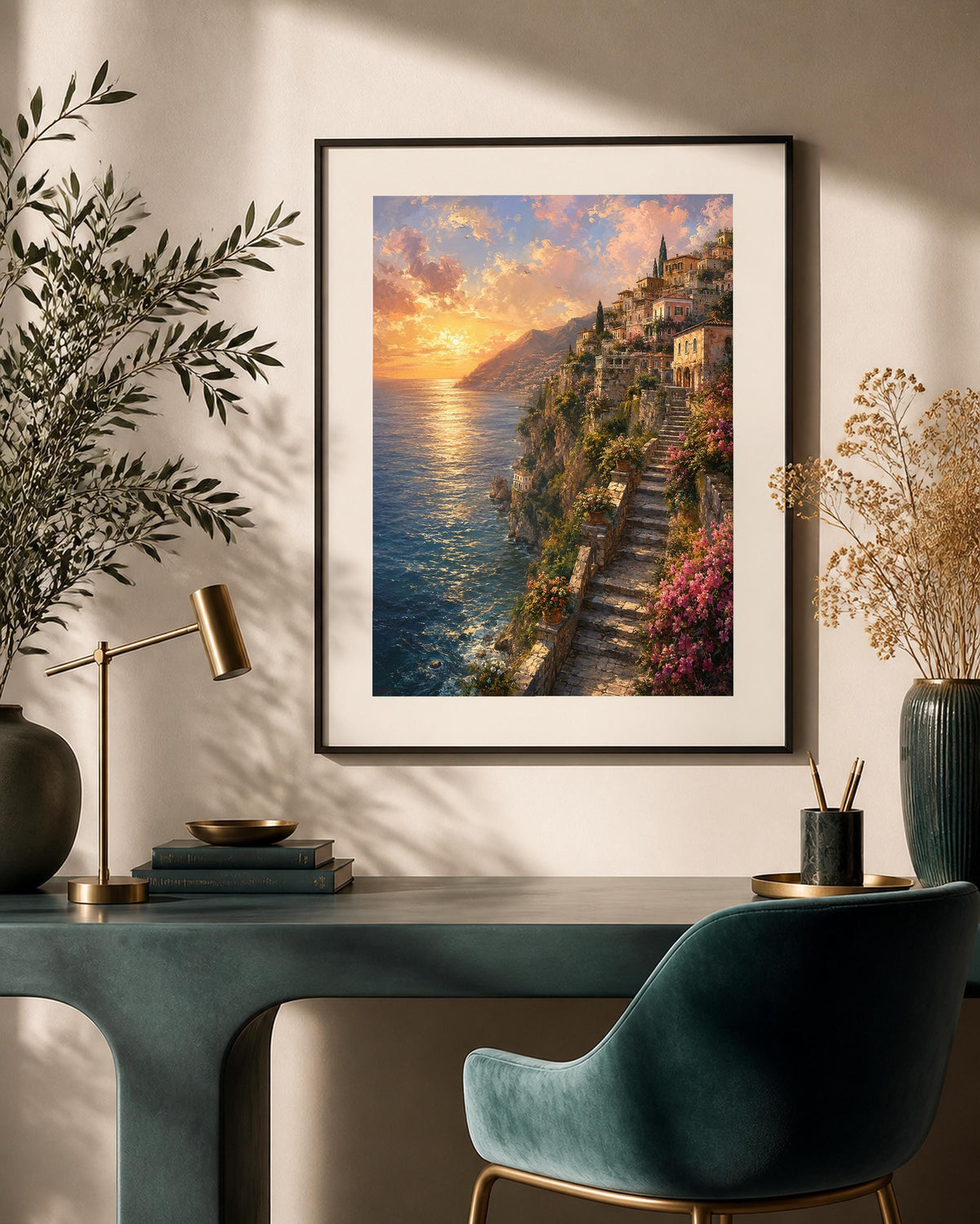 Quadro paesaggio costiero al tramonto - Costa al Tramonto, stampa, tela o cornice