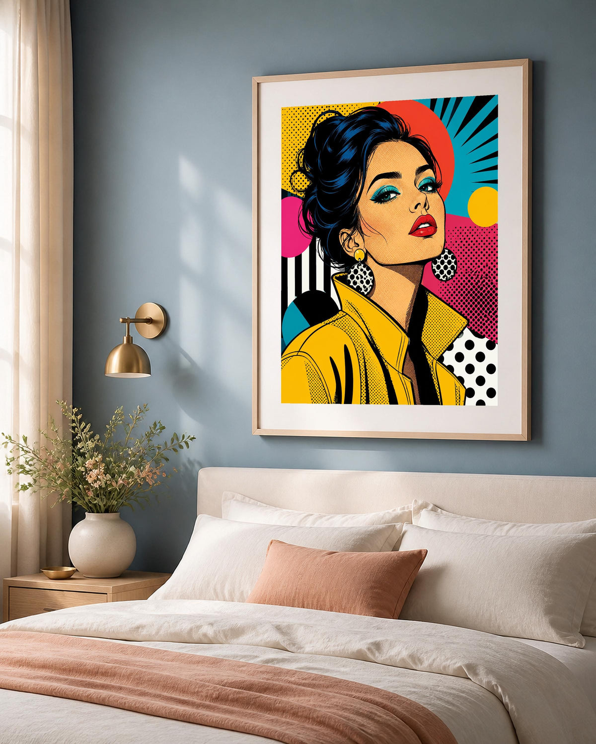 Quadro ritratto femminile pop - Icona in Giallo, stampa, tela o cornice