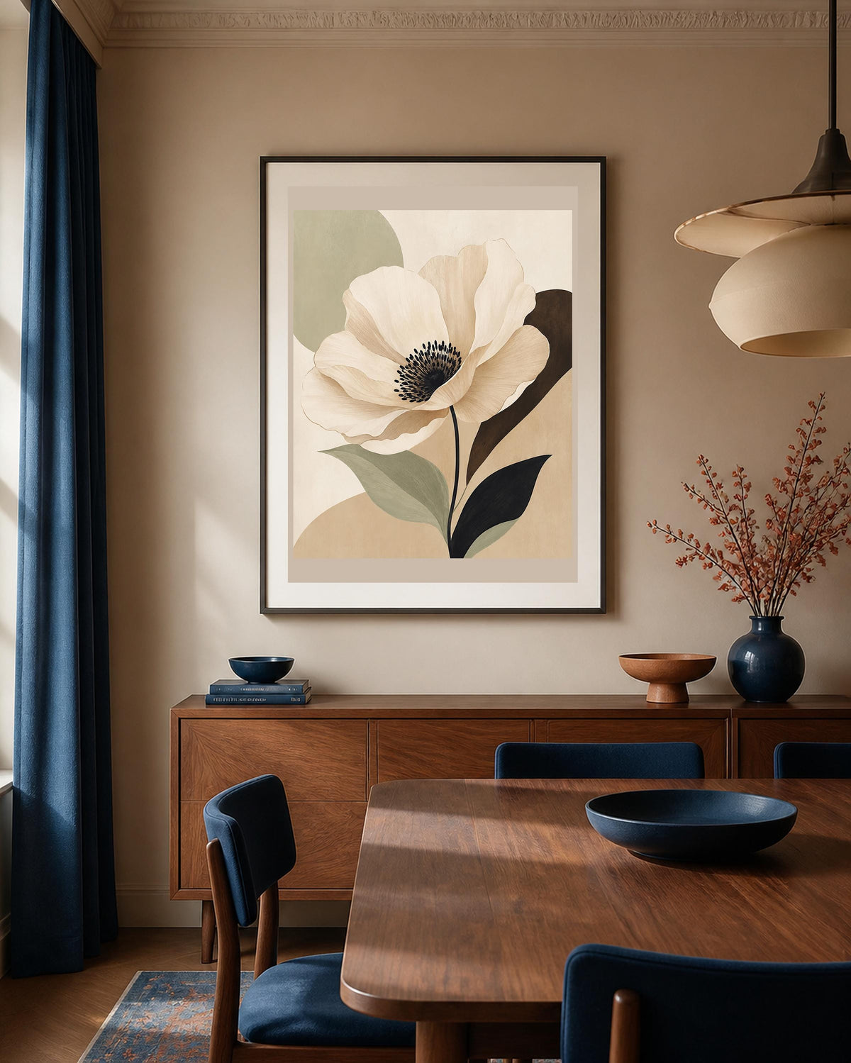 Anemone d'Avorio, fiore minimalista — stampa senza cornice, stampa incorniciata o tela