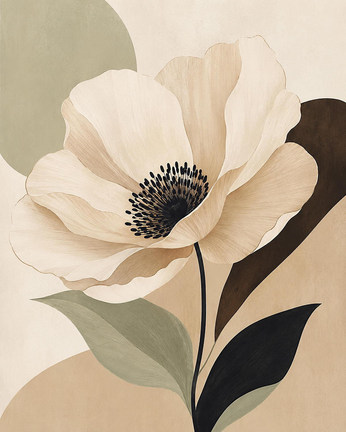 Anemone d'Avorio, fiore minimalista — stampa senza cornice, stampa incorniciata o tela