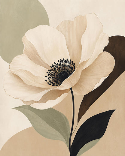 Anemone d'Avorio, fiore minimalista — stampa senza cornice, stampa incorniciata o tela