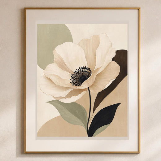 Anemone d'Avorio, fiore minimalista — stampa senza cornice, stampa incorniciata o tela