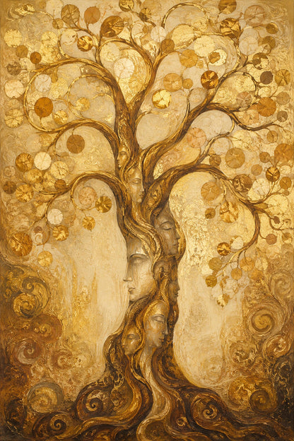 Albero della Luce, albero dorato — stampa senza cornice, stampa incorniciata o tela