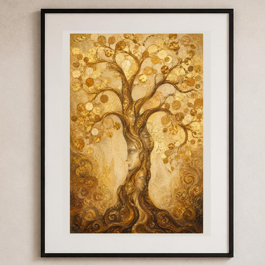 Albero della Luce, albero dorato — stampa senza cornice, stampa incorniciata o tela