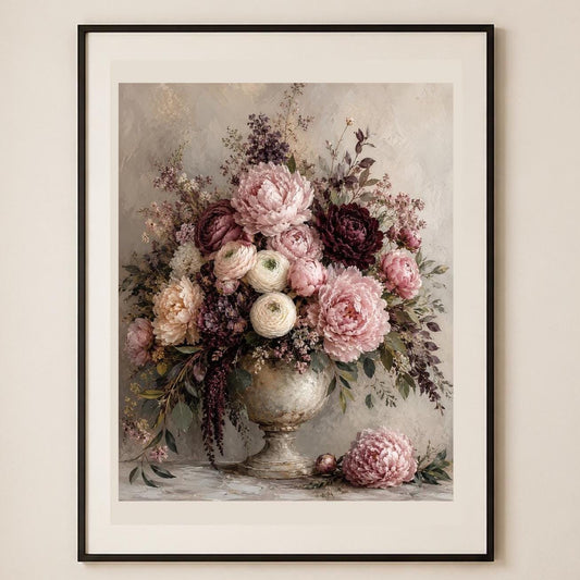 Quadro ricco bouquet di peonie - Peonie al Crepuscolo, stampa, tela o cornice