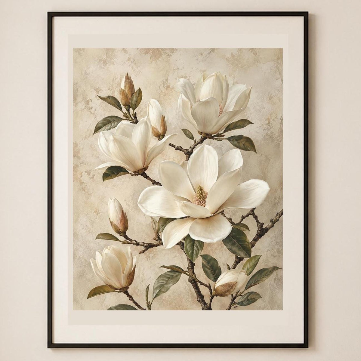 Magnolie d'Avorio, arte botanica — stampa senza cornice, stampa incorniciata o tela