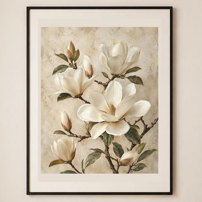 Magnolie d'Avorio, arte botanica — stampa senza cornice, stampa incorniciata o tela