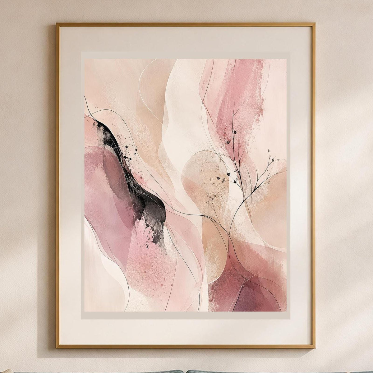 Quadro astrazione fluida e materica - Velo Rosa, stampa, tela o cornice