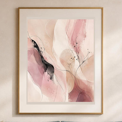 Quadro astrazione fluida e materica - Velo Rosa, stampa, tela o cornice