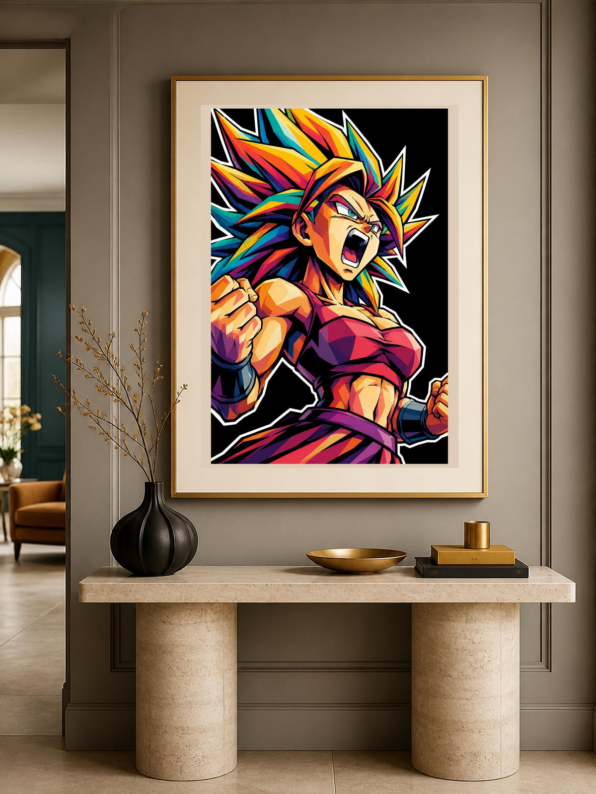 Quadro guerriero anime in posa dinamica - Furia del Guerriero, stampa, tela o cornice