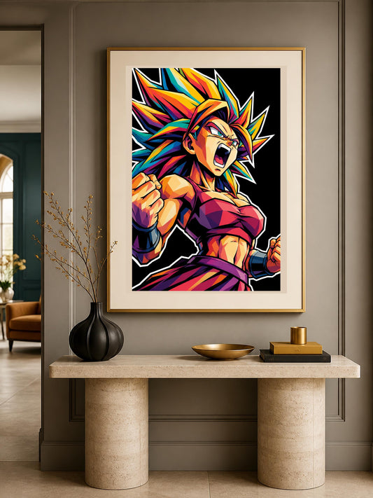 Quadro guerriero anime in posa dinamica - Furia del Guerriero, stampa, tela o cornice