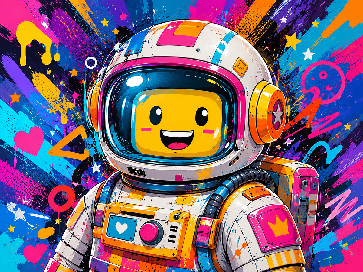 Quadro astronauta robot colorato - Astronauta Pop, stampa, tela o cornice