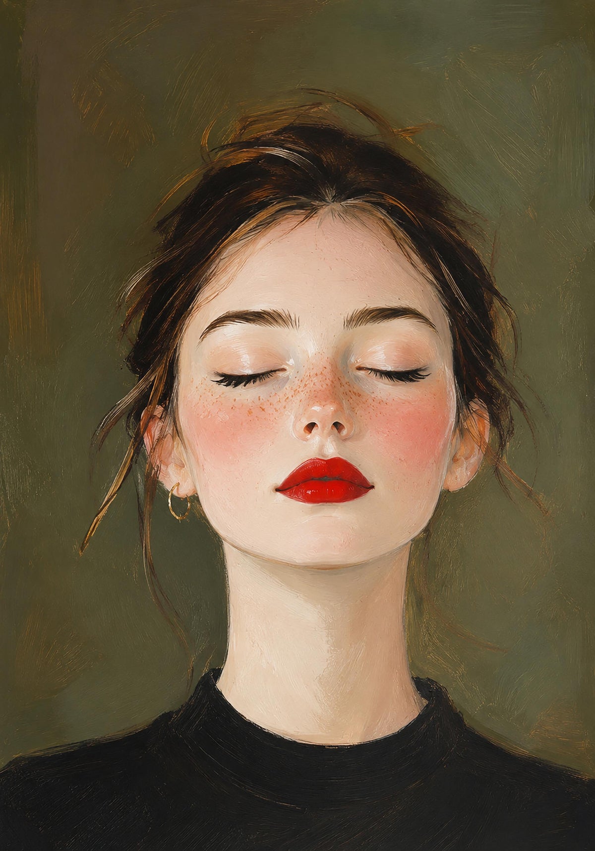 Quadro ritratto femminile luminoso con rossetto rosso - Rossetto Rosso II, stampa, tela o cornice