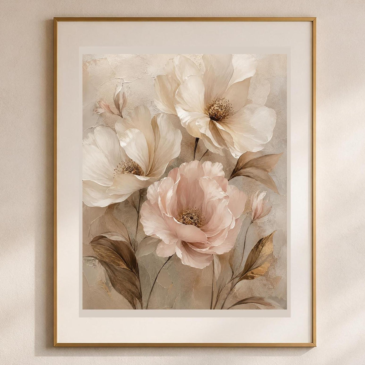 Quadro peonie chiare in stile pittorico - Peonie di Luce, stampa, tela o cornice