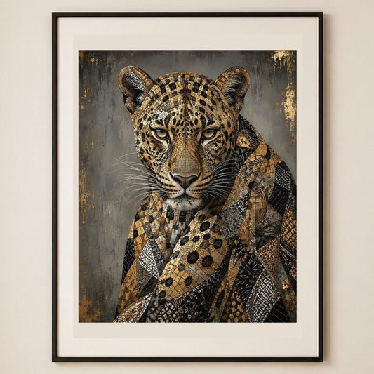 Quadro ritratto decorativo di leopardo - Leopardo Mosaico, stampa, tela o cornice