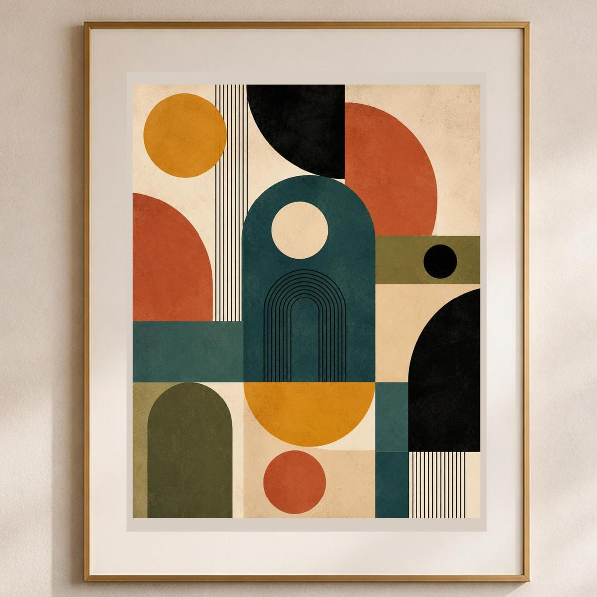 Archi del Tempo, astrazione geometrica mid-century — stampa senza cornice, stampa incorniciata o tela