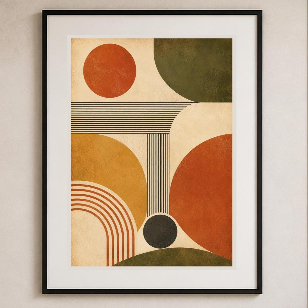 Quadro astrazione geometrica mid-century - Ritmo Solare, stampa, tela o cornice