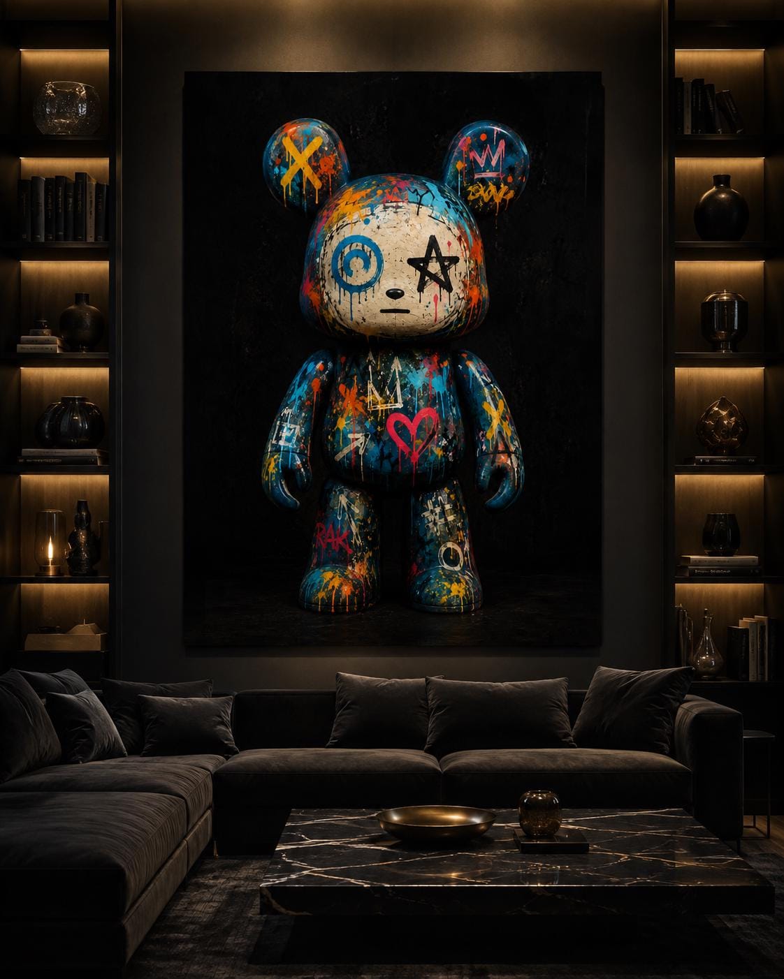 Quadro figura da collezione con orecchie tonde e graffiti - Toy Graffiti Notturno, stampa, tela o cornice