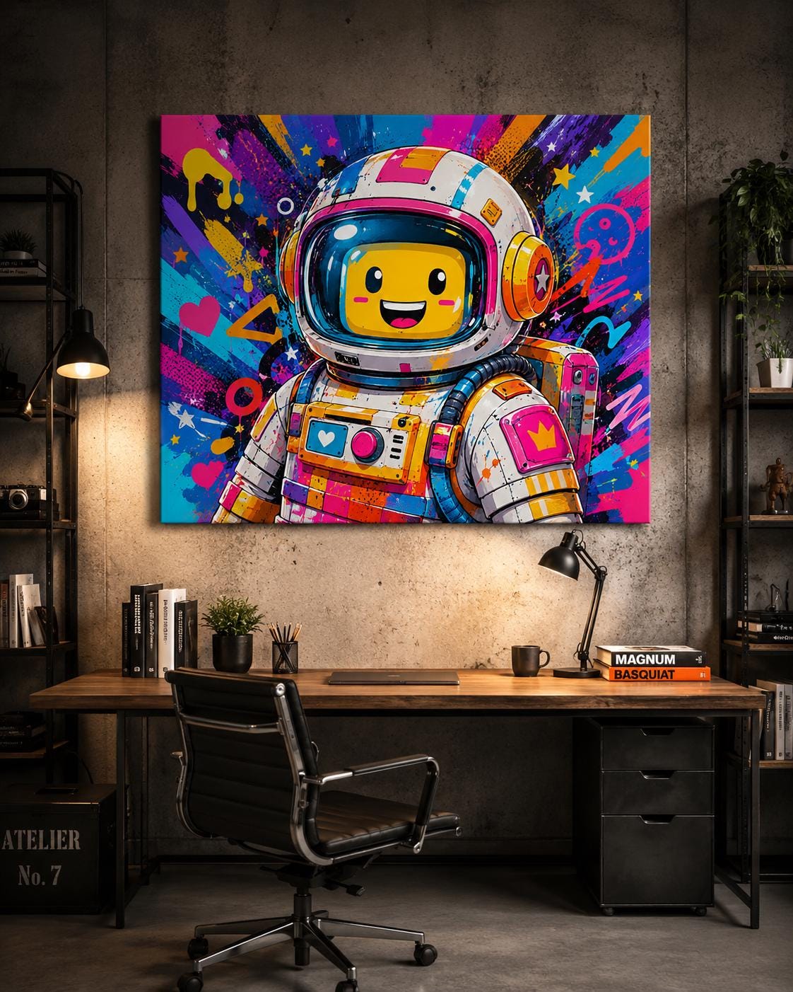 Quadro astronauta robot colorato - Astronauta Pop, stampa, tela o cornice