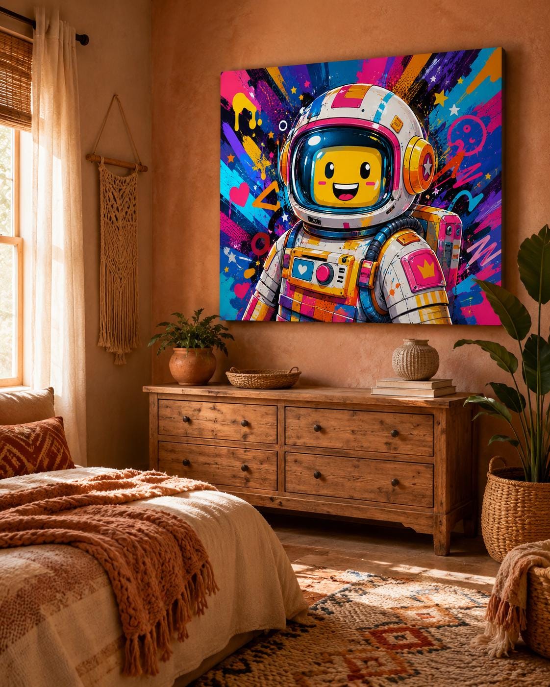 Quadro astronauta robot colorato - Astronauta Pop, stampa, tela o cornice