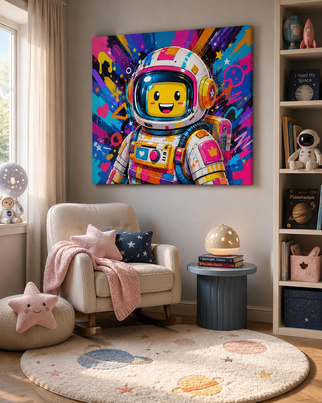 Quadro astronauta robot colorato - Astronauta Pop, stampa, tela o cornice