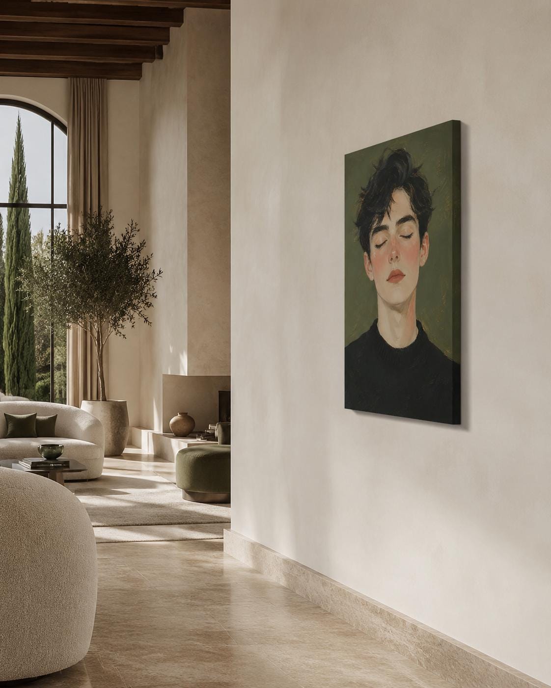 Quadro ritratto delicato con occhi chiusi - Volto in Quiete, stampa, tela o cornice