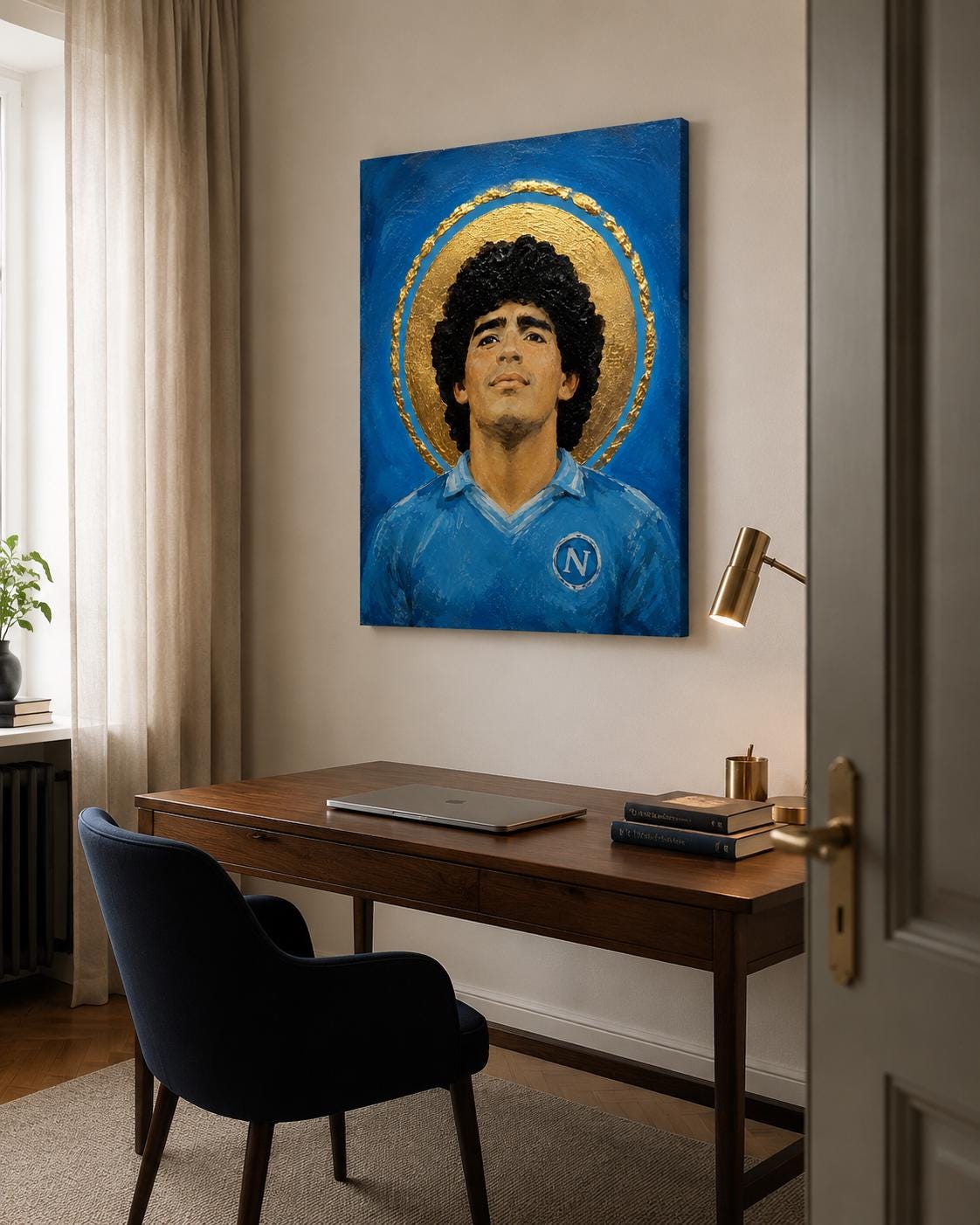 Quadro ritratto di calciatore rivolto verso l'alto - Sguardo al Cielo, stampa, tela o cornice
