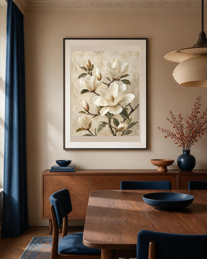 Magnolie d'Avorio, arte botanica — stampa senza cornice, stampa incorniciata o tela