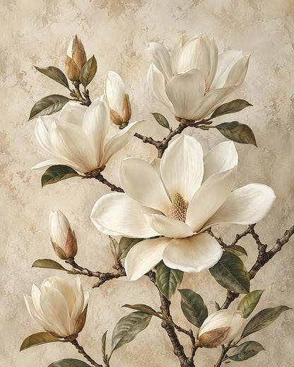Magnolie d'Avorio, arte botanica — stampa senza cornice, stampa incorniciata o tela
