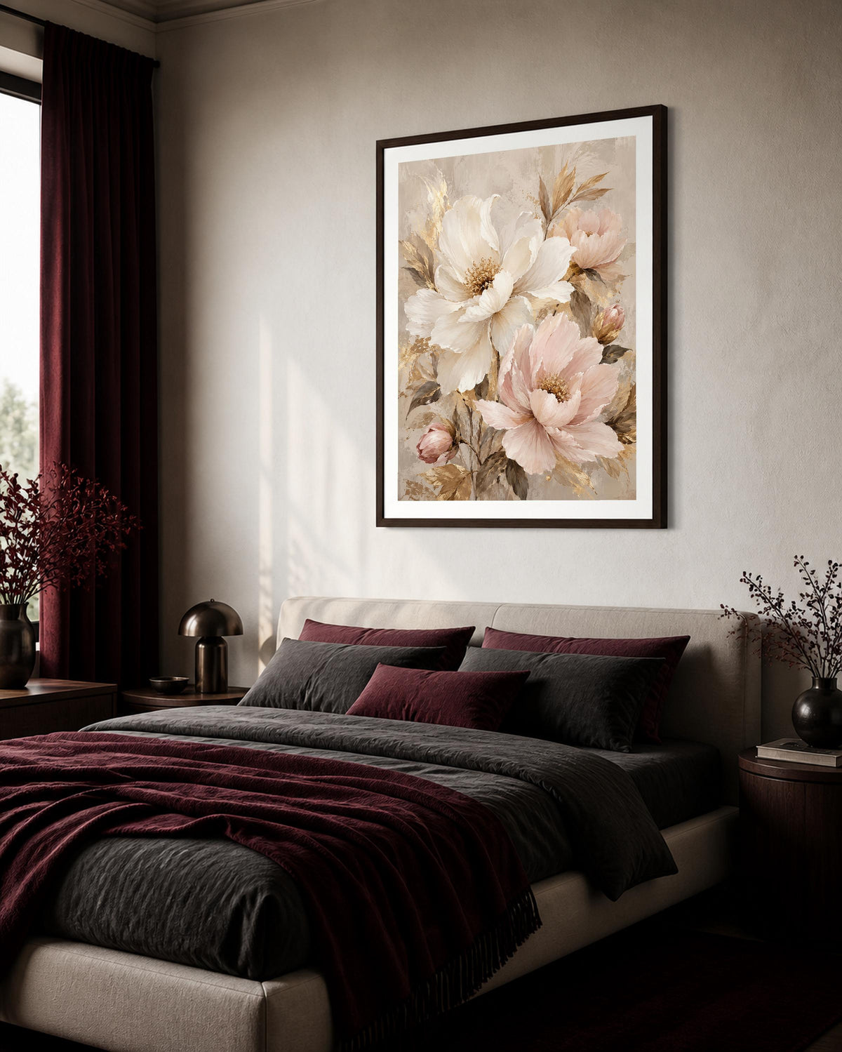Petali di Cipria, grandi fiori pittorici — stampa senza cornice, stampa incorniciata o tela