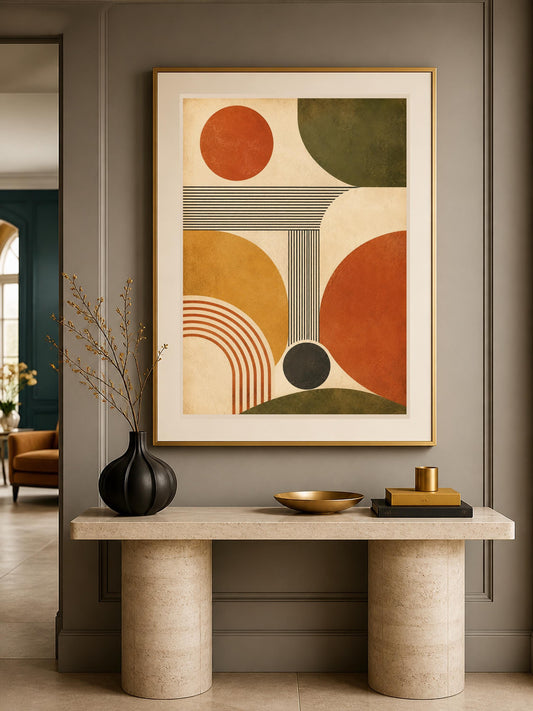 Quadro astrazione geometrica mid-century - Ritmo Solare, stampa, tela o cornice