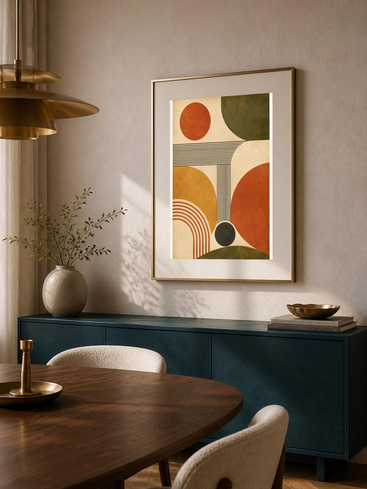 Quadro astrazione geometrica mid-century - Ritmo Solare, stampa, tela o cornice