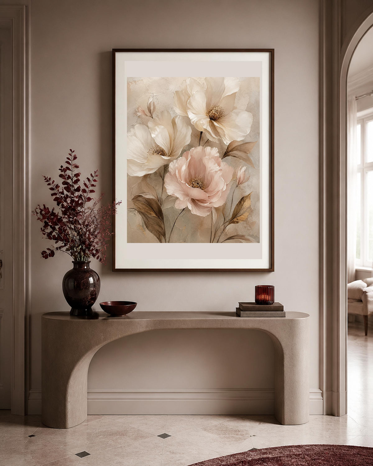 Quadro peonie chiare in stile pittorico - Peonie di Luce, stampa, tela o cornice