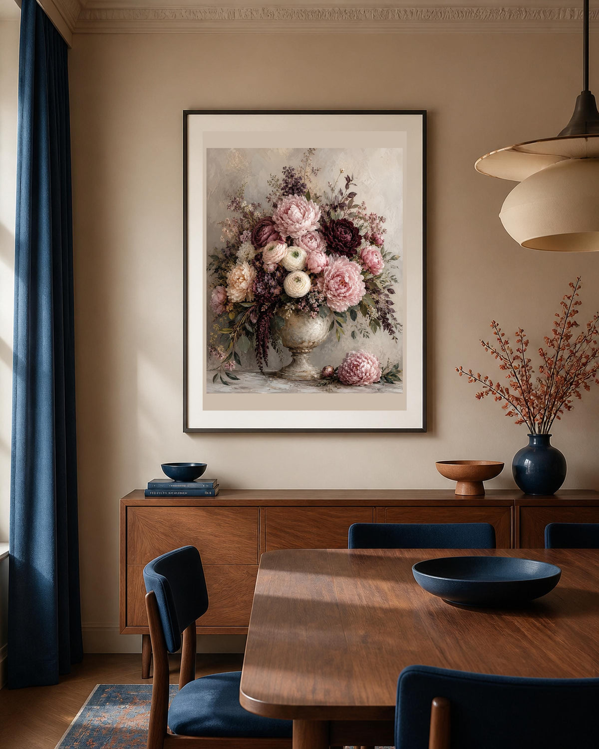 Quadro ricco bouquet di peonie - Peonie al Crepuscolo, stampa, tela o cornice