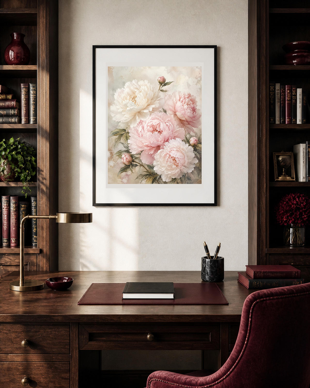Quadro peonie chiare e romantiche - Peonie di Porcellana, stampa, tela o cornice