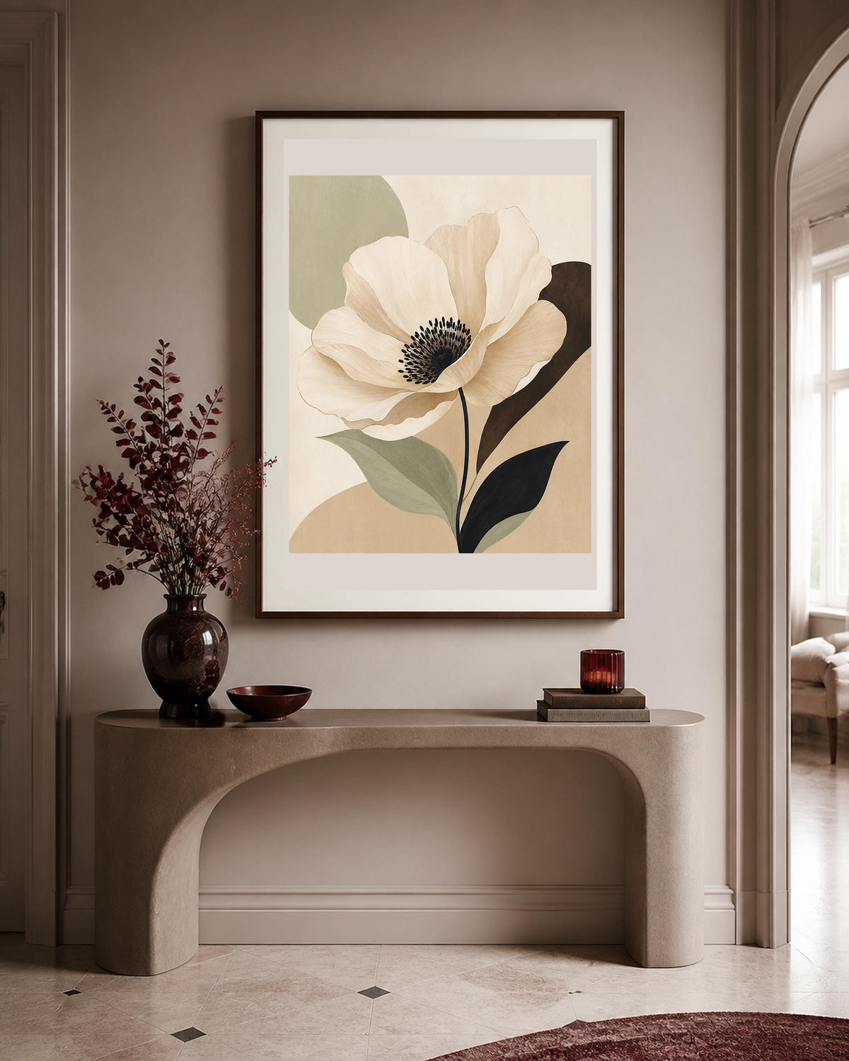 Anemone d'Avorio, fiore minimalista — stampa senza cornice, stampa incorniciata o tela