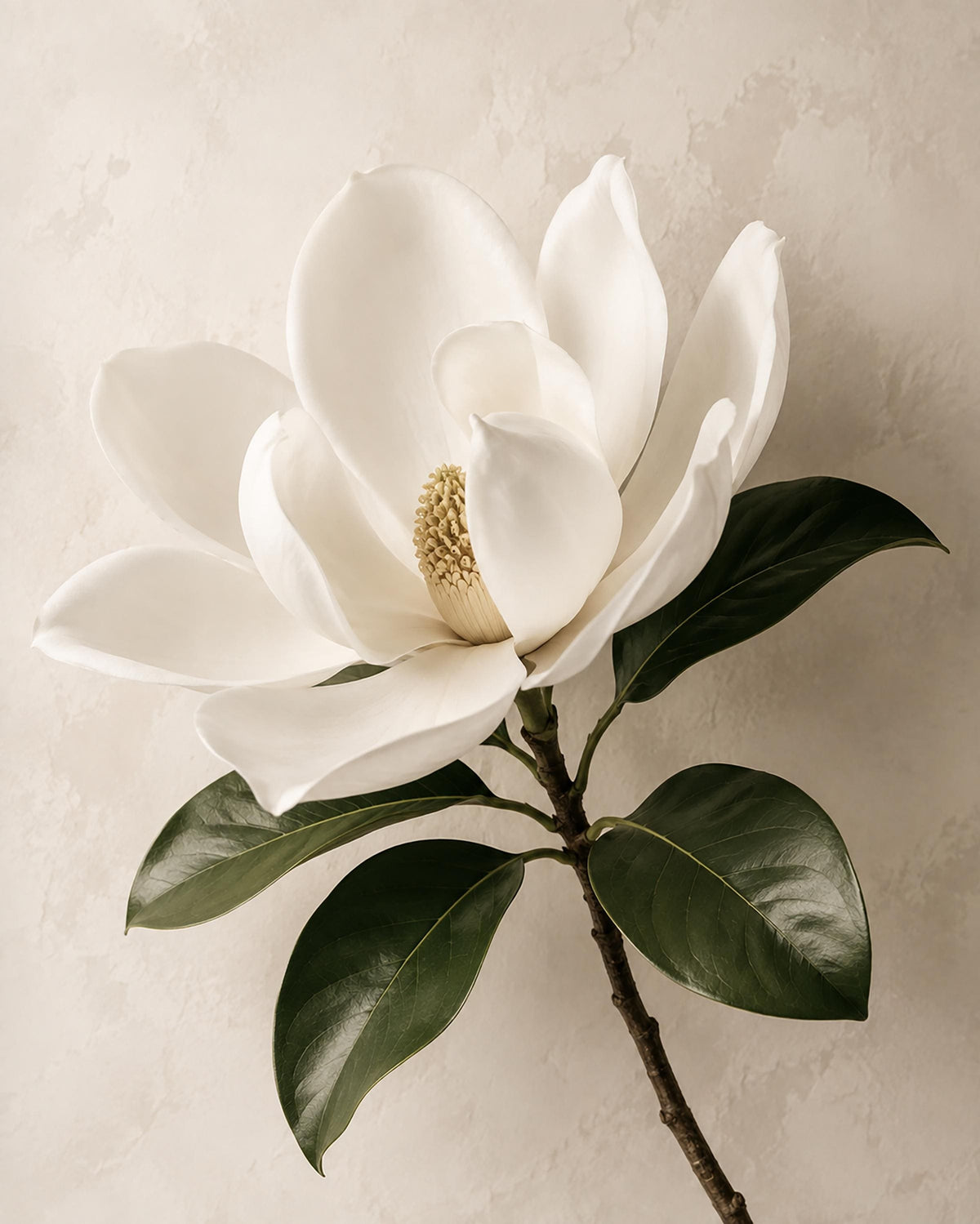Magnolia Bianca, ramo di magnolia — stampa senza cornice, stampa incorniciata o tela