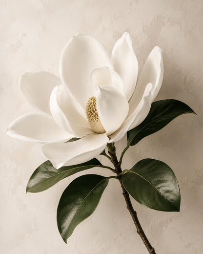 Magnolia Bianca, ramo di magnolia — stampa senza cornice, stampa incorniciata o tela