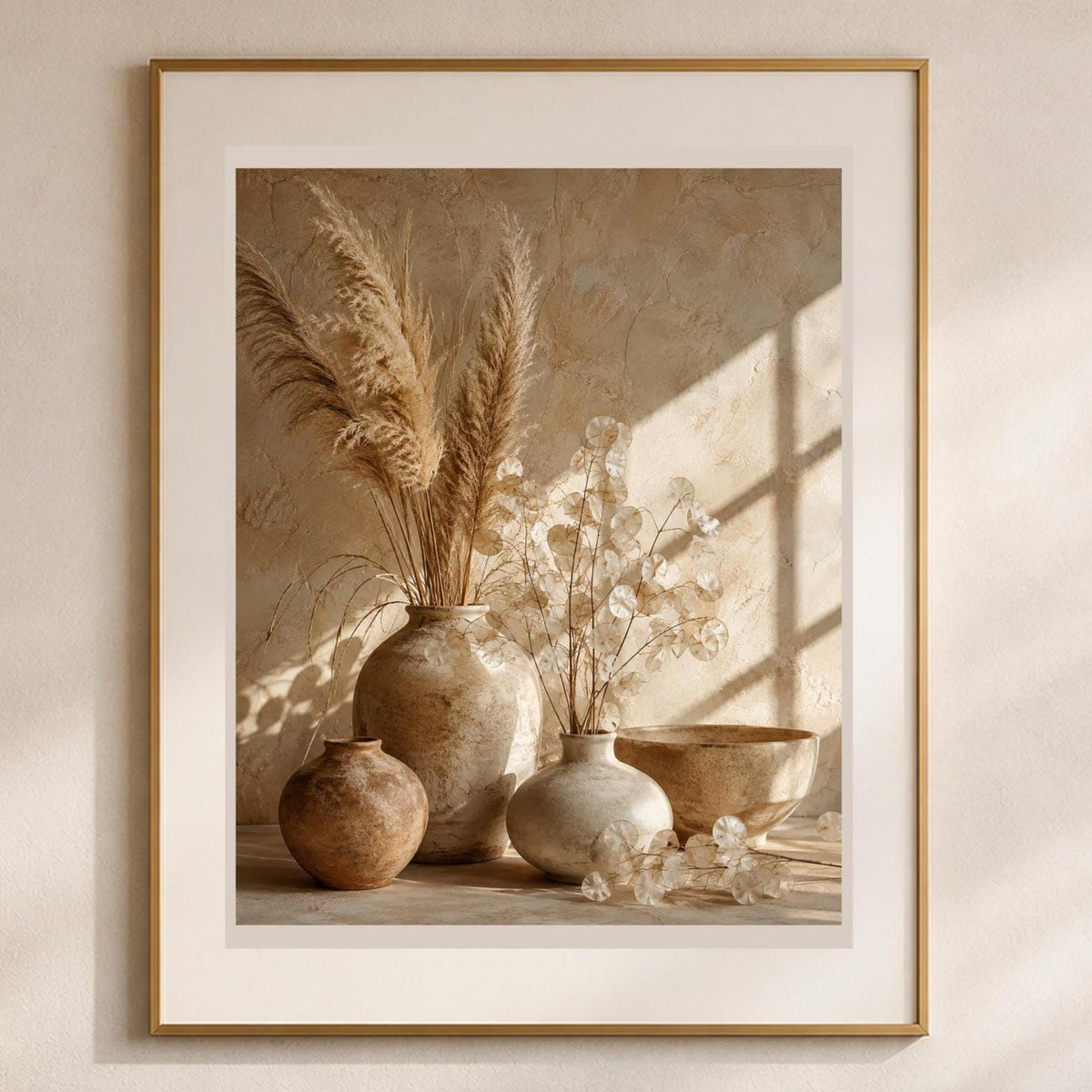 Quadro vasi in ceramica con fiori secchi - Ceramiche al Sole, stampa, tela o cornice