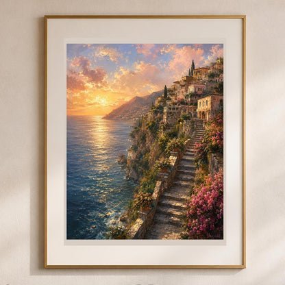 Quadro paesaggio costiero al tramonto - Costa al Tramonto, stampa, tela o cornice