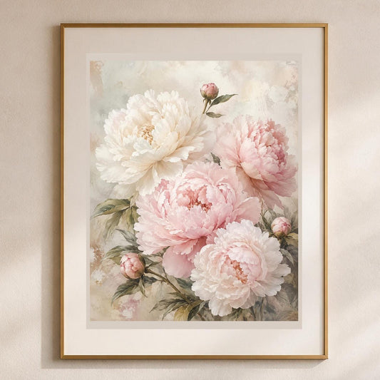 Quadro peonie chiare e romantiche - Peonie di Porcellana, stampa, tela o cornice