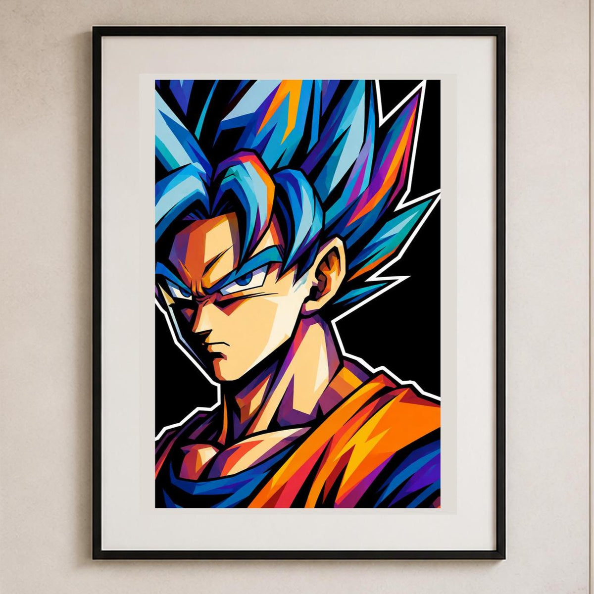 Quadro ritratto di guerriero anime dai capelli blu - Guerriero Blu Pop, stampa, tela o cornice
