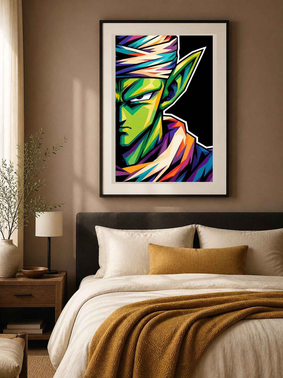 Quadro ritratto di guerriero verde in stile anime - Guardiano Verde Pop, stampa, tela o cornice
