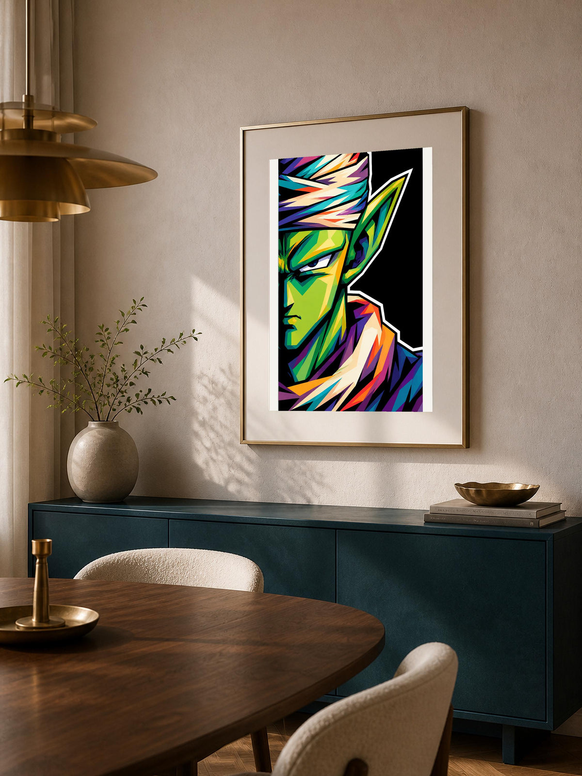 Quadro ritratto di guerriero verde in stile anime - Guardiano Verde Pop, stampa, tela o cornice